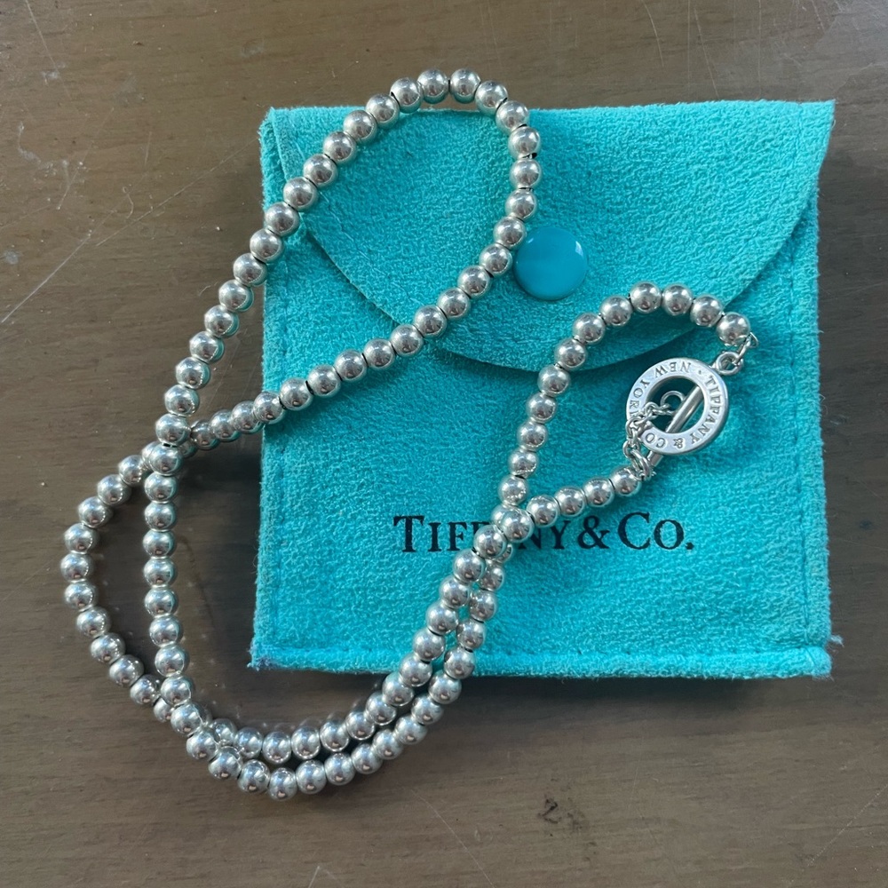 Tiffany & Co Silver Bead Toggle Necklace - RARE